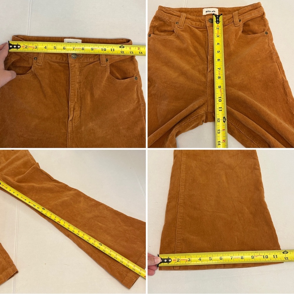 ROLLA’S EASTCOAST CROP FLARE HIGH RISE TAN CORDUROY PANTS SIZE 28 - Picture 15 of 16